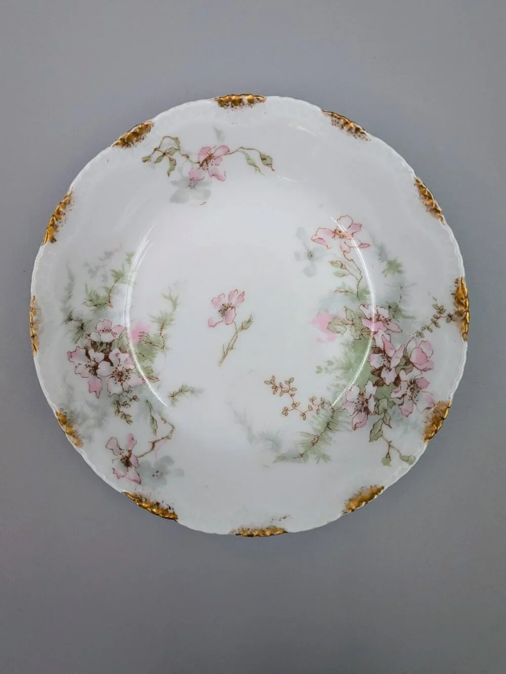 Set of 4 Antique Theodore Haviland Limoges Berry Bowls - Pink Floral Pattern